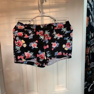 Black floral shorts